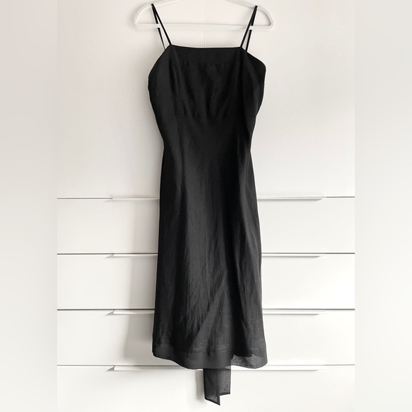 Deane & White Vintage Square Neck Cottagecore Black Linen Dress - Picture 1 of 9